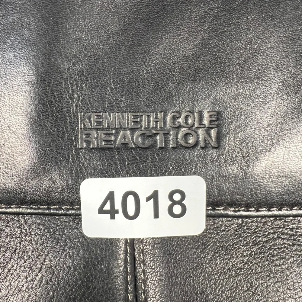 Kenneth Cole Reaction Black Leather Messenger Bag Laptop Briefcase